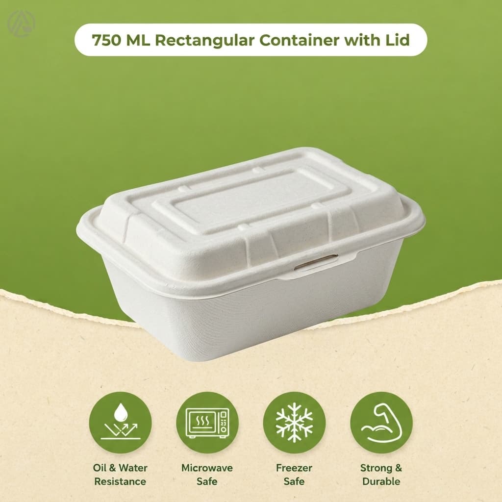 750 ML Rectangular Container with Lid